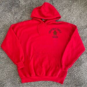 Gingerbread Holiday Embroidered Hoodie Unisex Medium Red Christmas Cookie Baker